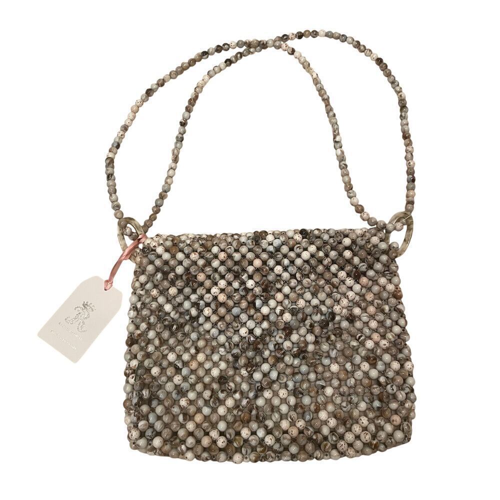 Rachel Ashwell Marble Beaded Shoulder Bag | Neutral Cottagecore Crossbody NWT